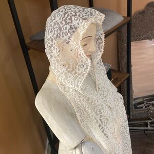 Vintage lace and rhinestone scarf and covers head Very old